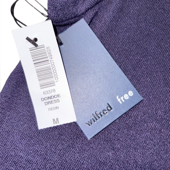 Aritzia Wilfred Free Navy Short Sleeve Chocker Neck Jersey Dondoe Dress Size M - Picture 6 of 10